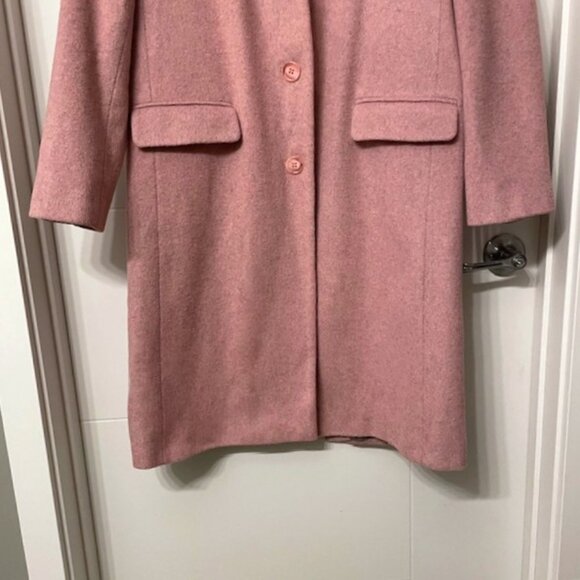 Helene Berman Longline Pink Three Button Wool Blend Car Coat Size Small - Picture 4 of 14